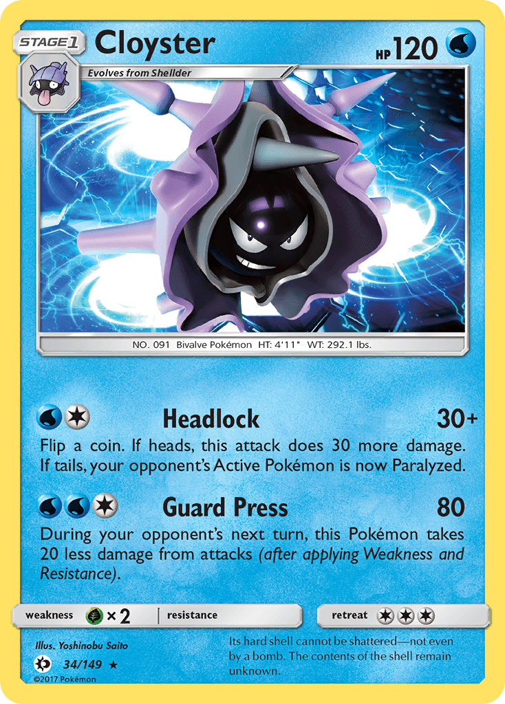 Cloyster z edície Sun & Moon, karta č.34