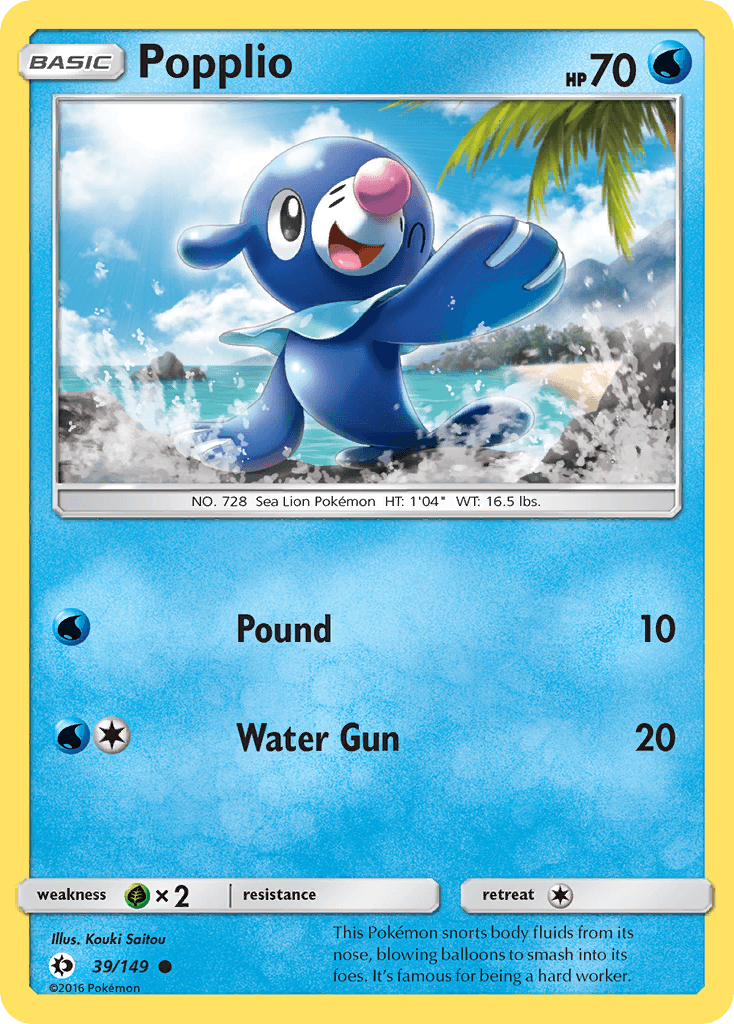 Popplio z edície Sun & Moon, karta č.39