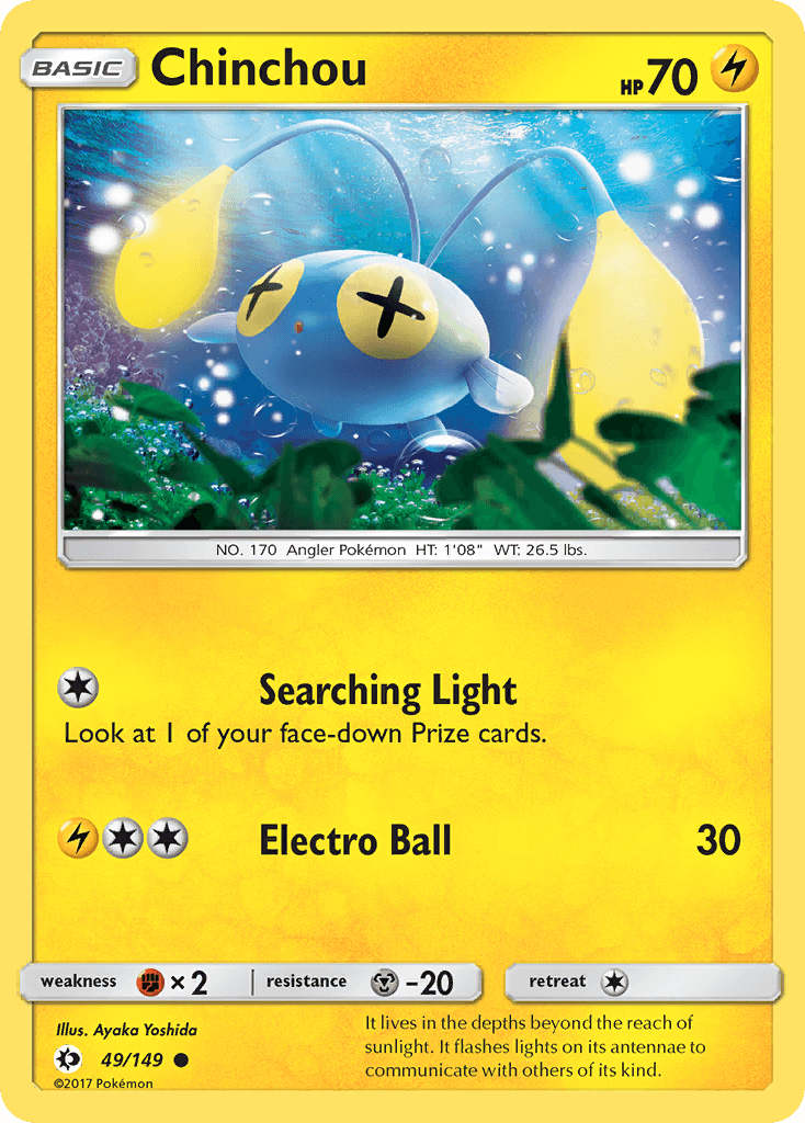Chinchou z edície Sun & Moon, karta č.49