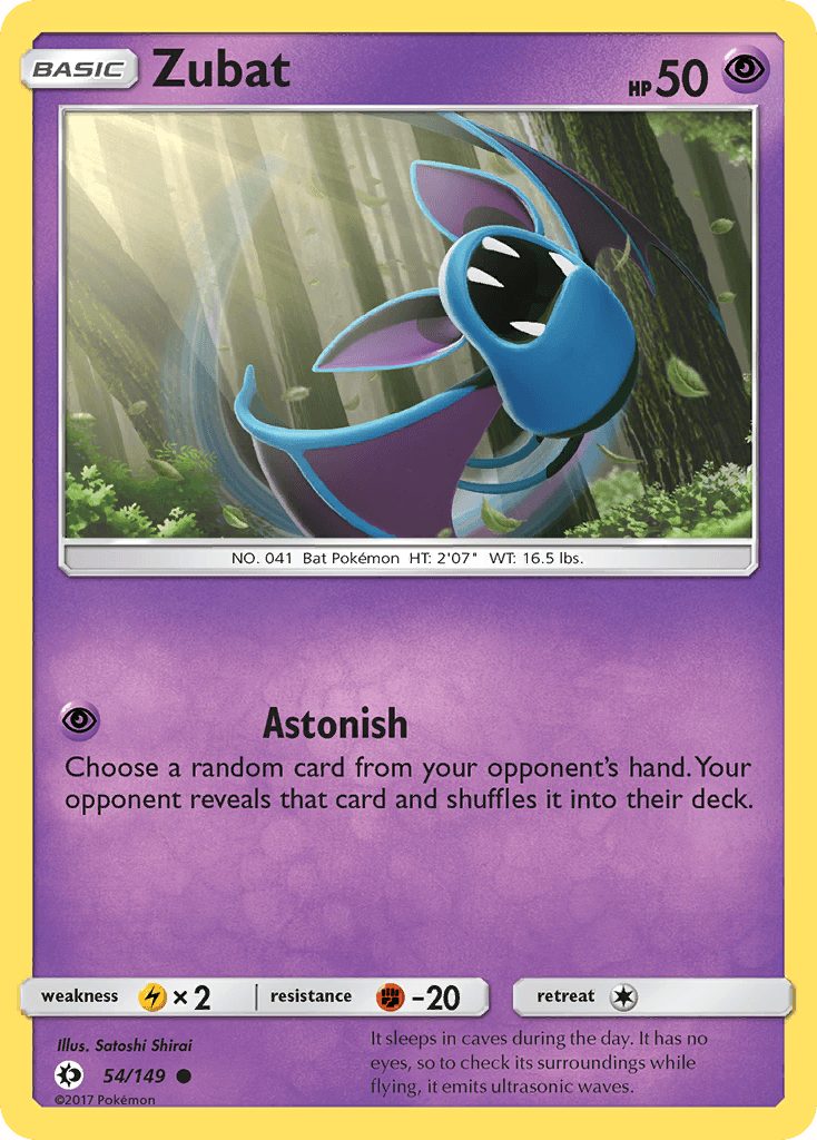 Zubat z edície Sun & Moon, karta č.54