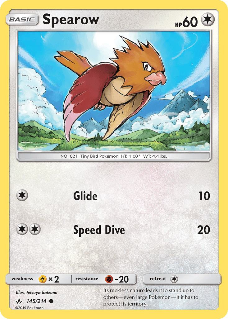 Spearow z edície Unbroken Bonds, karta č.145