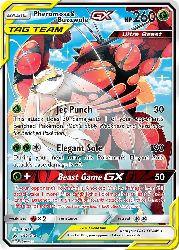 Pheromosa & Buzzwole-GX z edície Unbroken Bonds, karta č.192