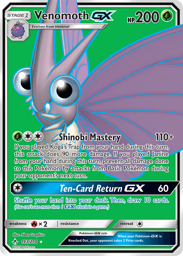 Venomoth-GX z edície Unbroken Bonds, karta č.193