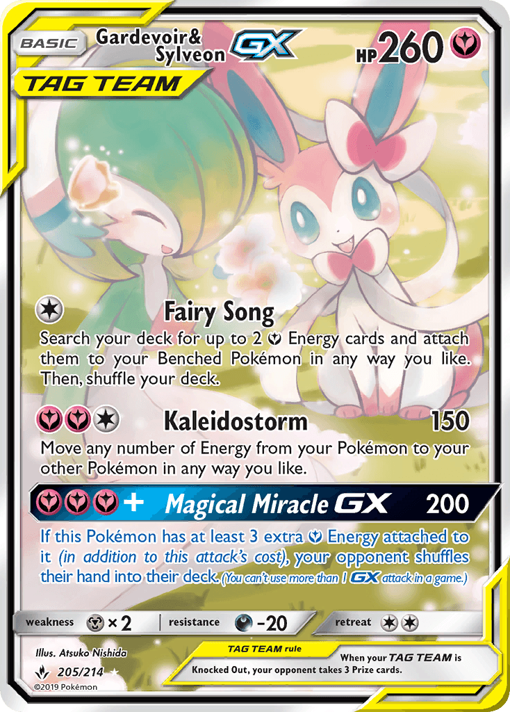Gardevoir & Sylveon-GX z edície Unbroken Bonds, karta č.205