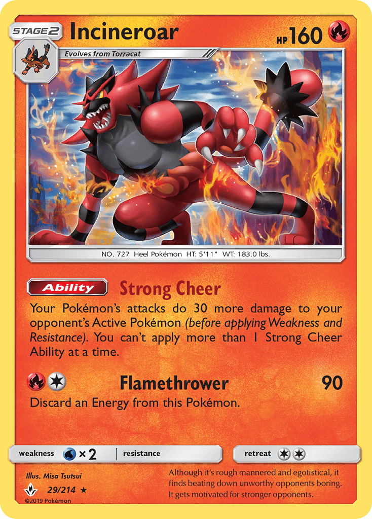 Incineroar z edície Unbroken Bonds, karta č.29