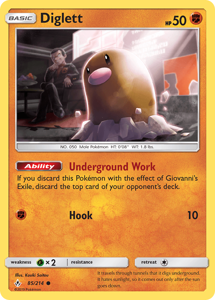 Diglett z edície Unbroken Bonds, karta č.85