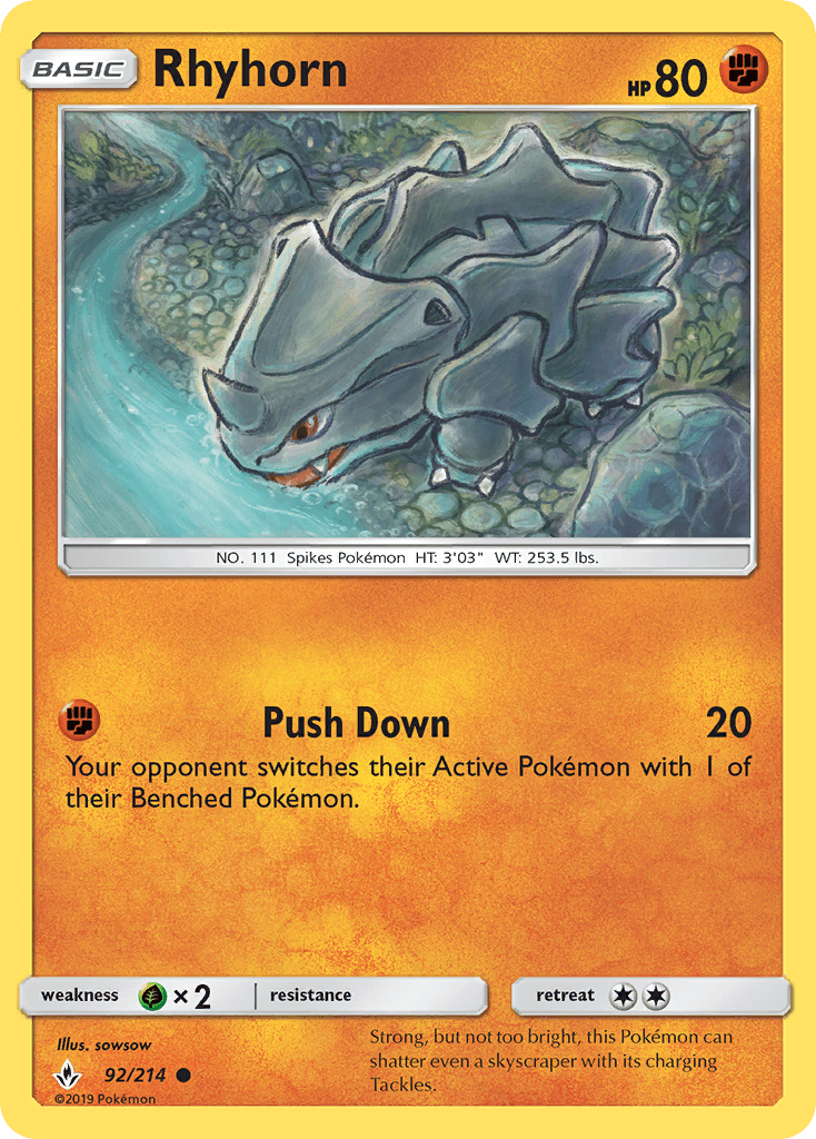 Rhyhorn z edície Unbroken Bonds, karta č.92