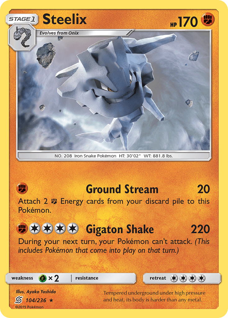 Steelix z edície Unified Minds, karta č.104