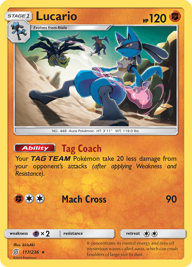 Lucario z edície Unified Minds, karta č.117