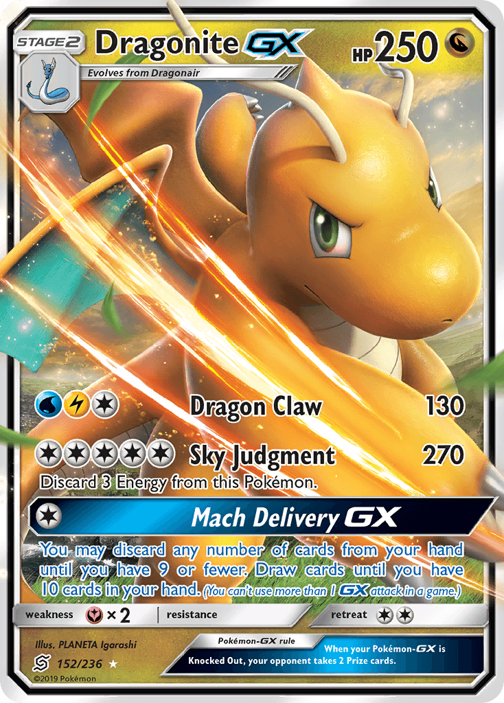 Dragonite-GX z edície Unified Minds, karta č.152