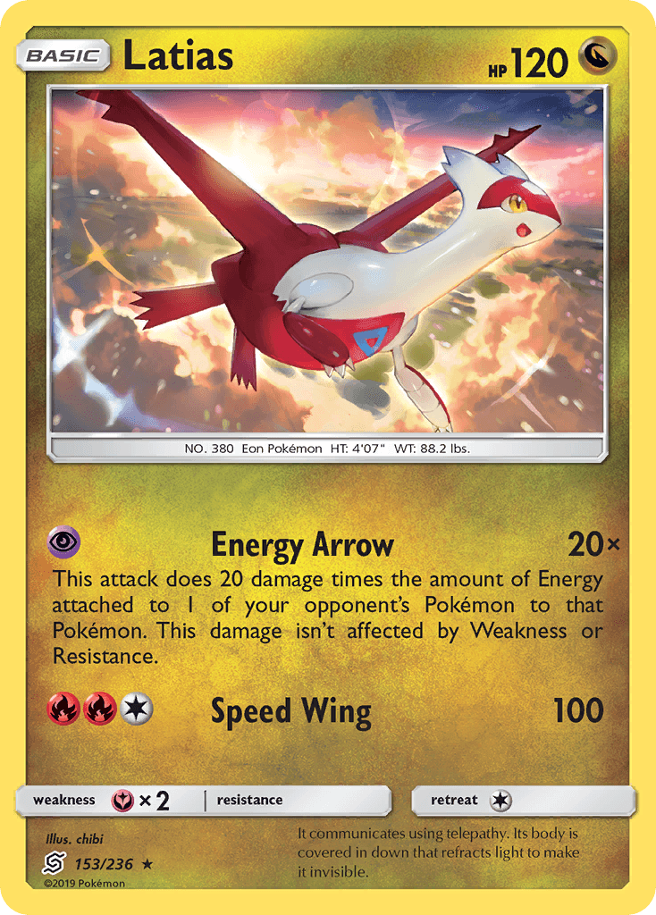Latias z edície Unified Minds, karta č.153