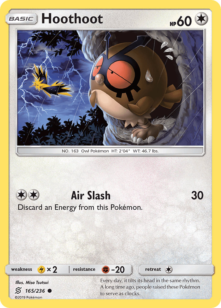 Hoothoot z edície Unified Minds, karta č.165