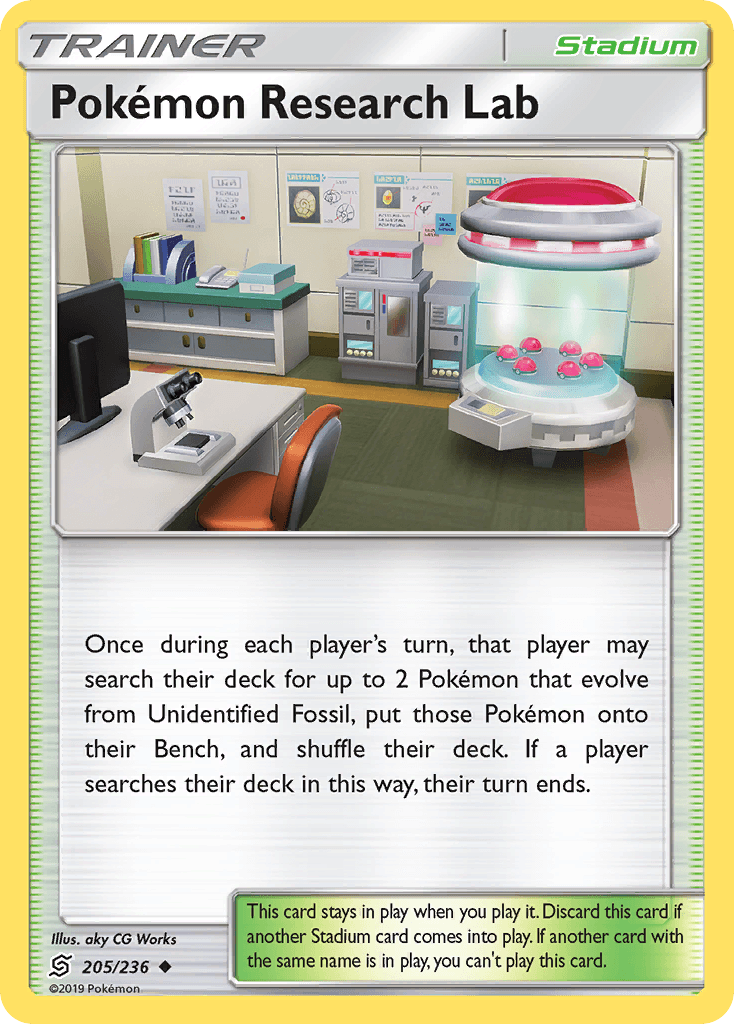 Pokémon Research Lab z edície Unified Minds, karta č.205