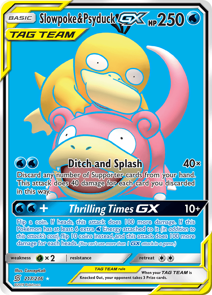 Slowpoke & Psyduck-GX z edície Unified Minds, karta č.217