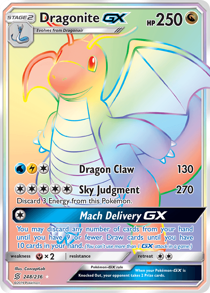 Dragonite-GX z edície Unified Minds, karta č.248