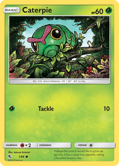 Caterpie z edície Hidden Fates, karta č.1