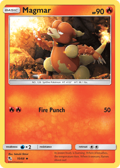 Magmar z edície Hidden Fates, karta č.10