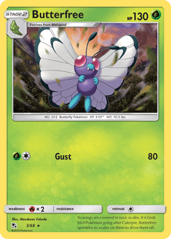 Butterfree z edície Hidden Fates, karta č.3
