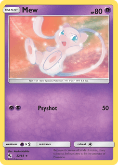 Mew z edície Hidden Fates, karta č.32