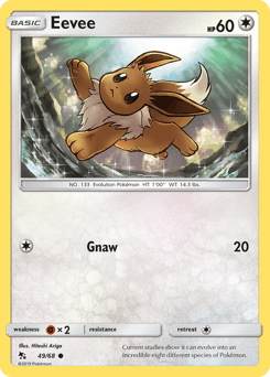 Eevee z edície Hidden Fates, karta č.49
