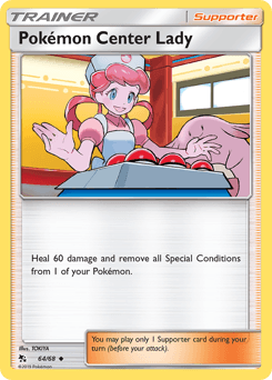 Pokémon Center Lady z edície Hidden Fates, karta č.64