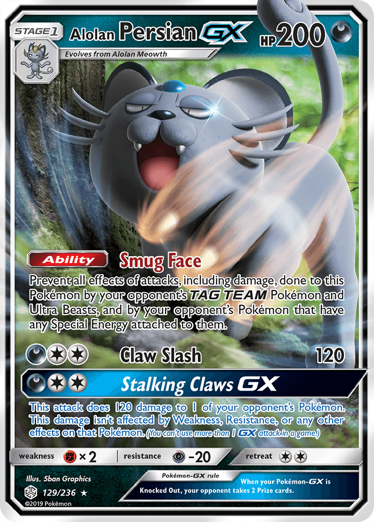 Alolan Persian-GX z edície Cosmic Eclipse, karta č.129