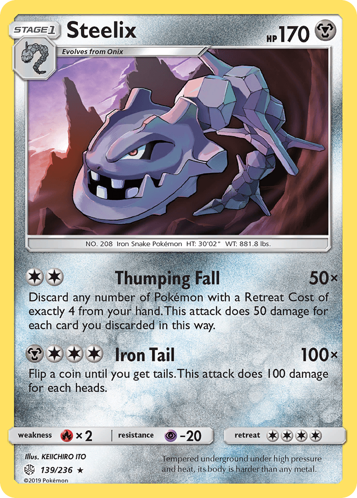 Steelix z edície Cosmic Eclipse, karta č.139