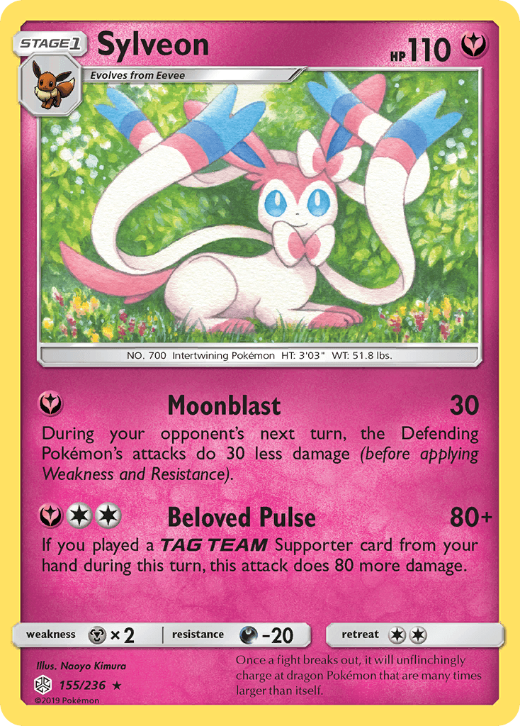Sylveon z edície Cosmic Eclipse, karta č.155