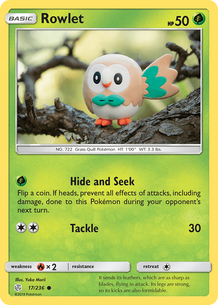 Rowlet z edície Cosmic Eclipse, karta č.17