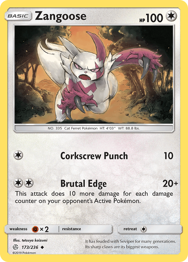 Zangoose z edície Cosmic Eclipse, karta č.173