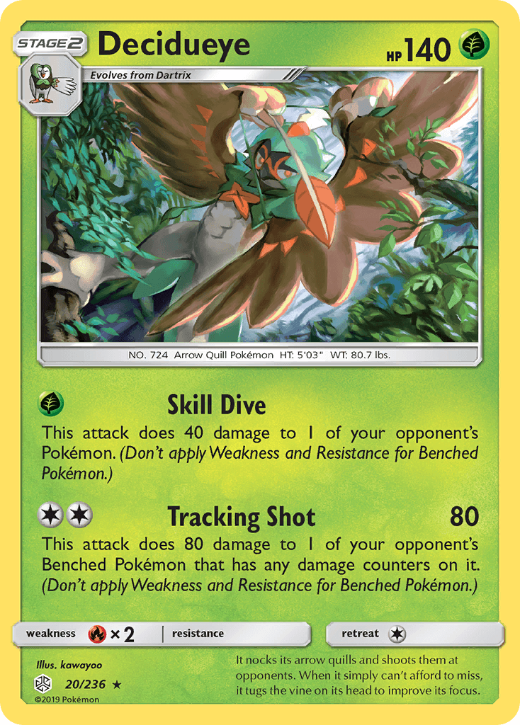 Decidueye z edície Cosmic Eclipse, karta č.20