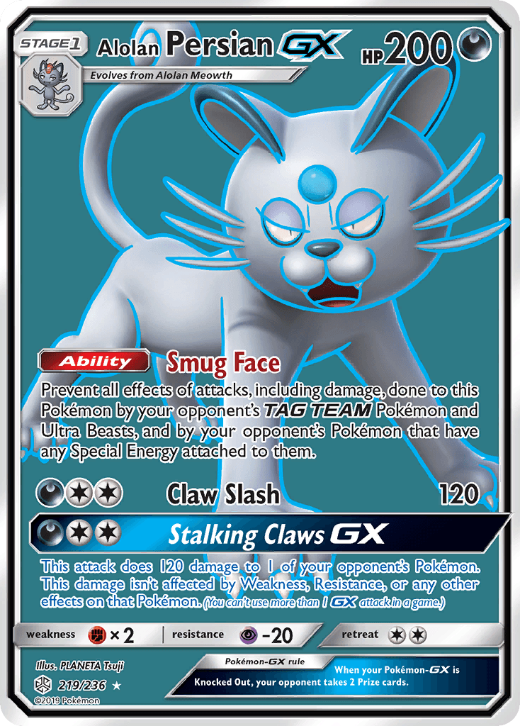 Alolan Persian-GX z edície Cosmic Eclipse, karta č.219
