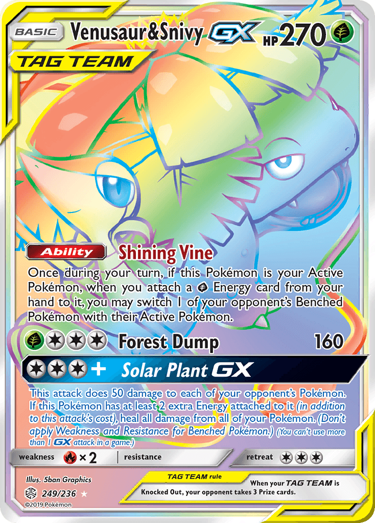 Venusaur & Snivy-GX z edície Cosmic Eclipse, karta č.249
