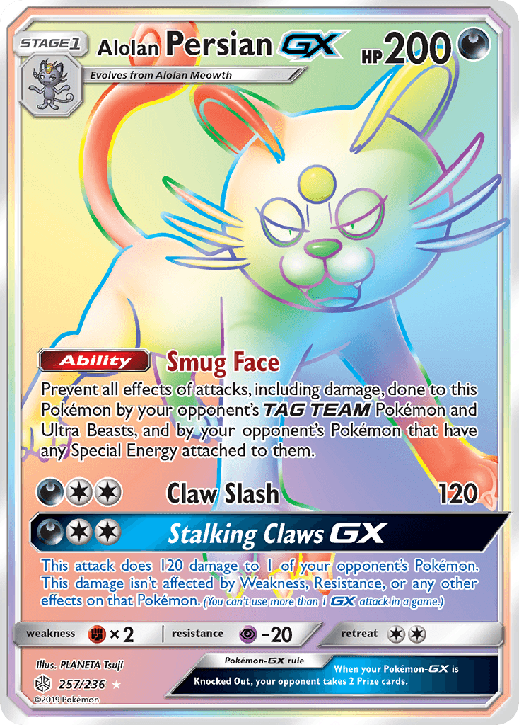 Alolan Persian-GX z edície Cosmic Eclipse, karta č.257