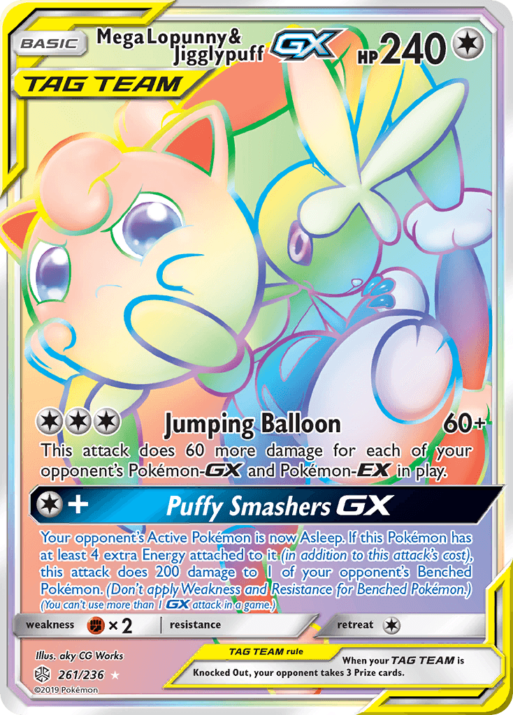 Mega Lopunny & Jigglypuff-GX z edície Cosmic Eclipse, karta č.261