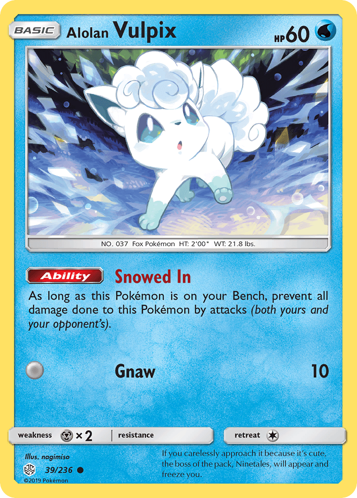 Alolan Vulpix z edície Cosmic Eclipse, karta č.39