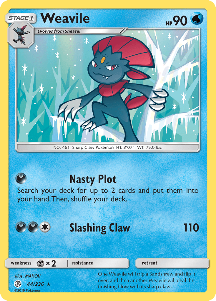 Weavile z edície Cosmic Eclipse, karta č.44