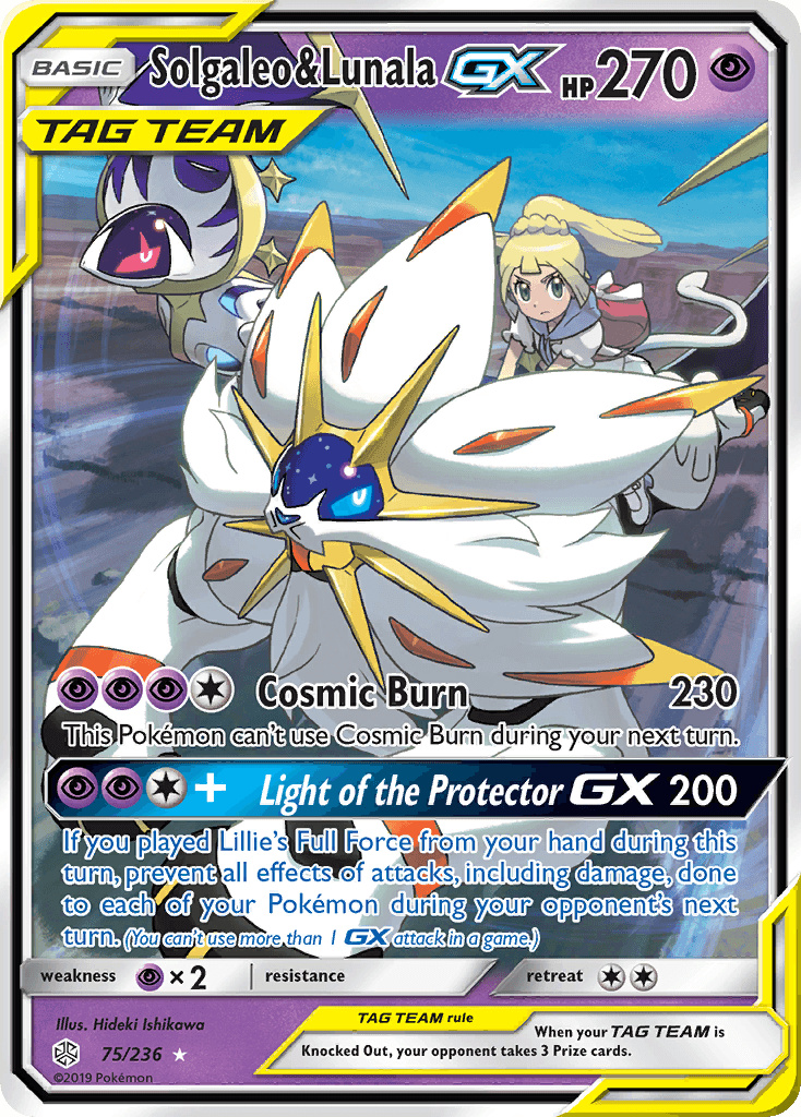 Solgaleo & Lunala-GX z edície Cosmic Eclipse, karta č.75