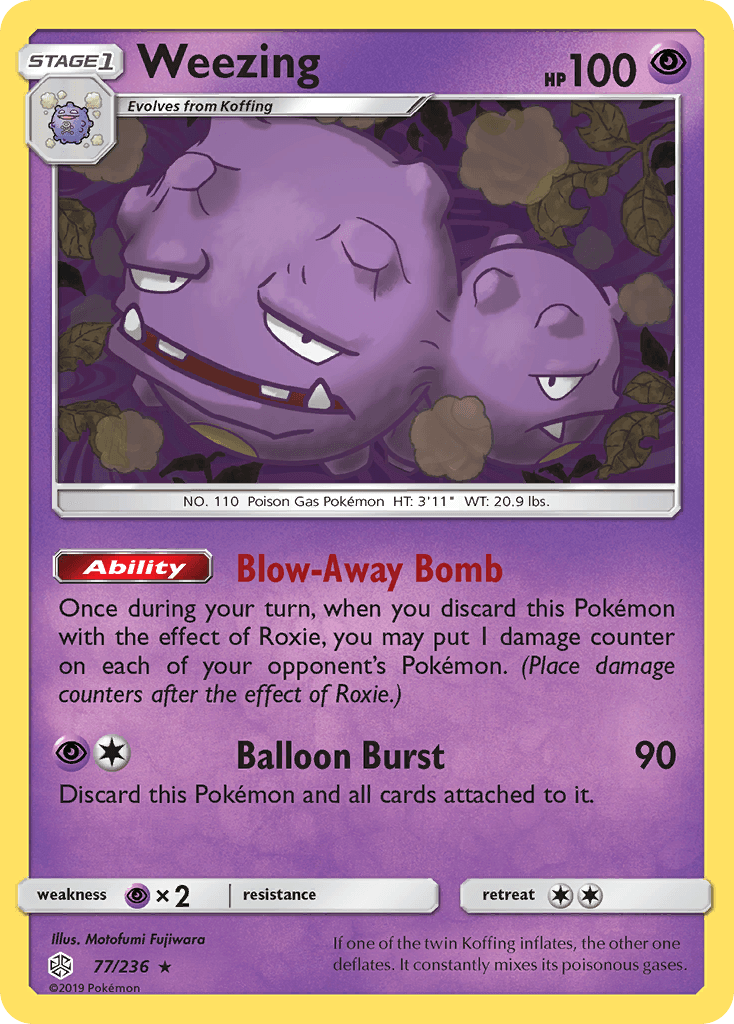 Weezing z edície Cosmic Eclipse, karta č.77