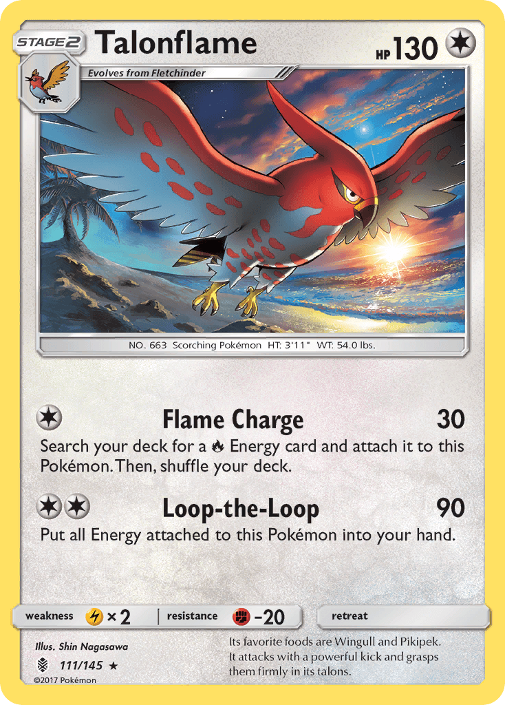 Talonflame z edície Guardians Rising, karta č.111