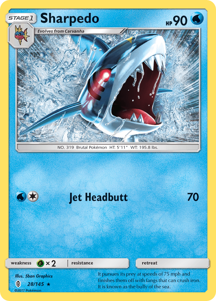 Sharpedo z edície Guardians Rising, karta č.28