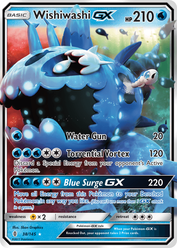 Wishiwashi-GX z edície Guardians Rising, karta č.38