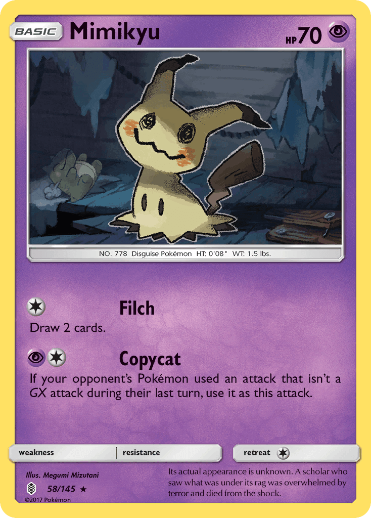 Mimikyu z edície Guardians Rising, karta č.58