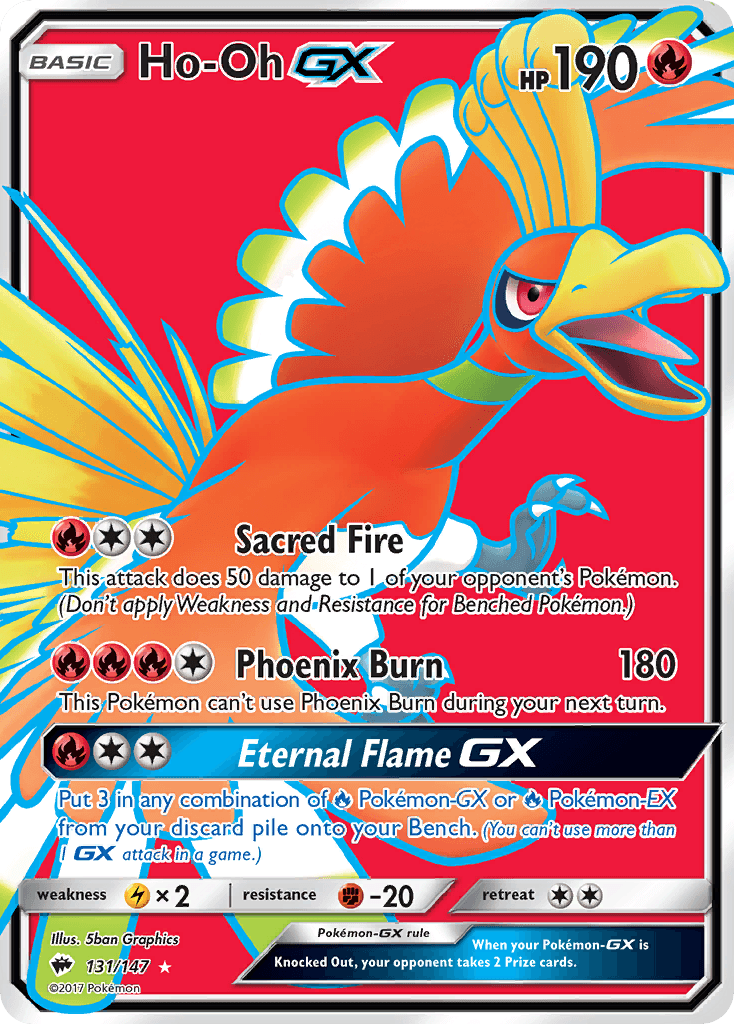 Ho-Oh-GX z edície Burning Shadows, karta č.131