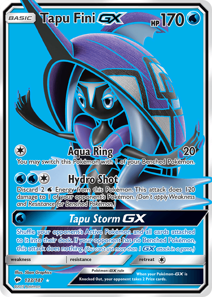 Tapu Fini-GX z edície Burning Shadows, karta č.133