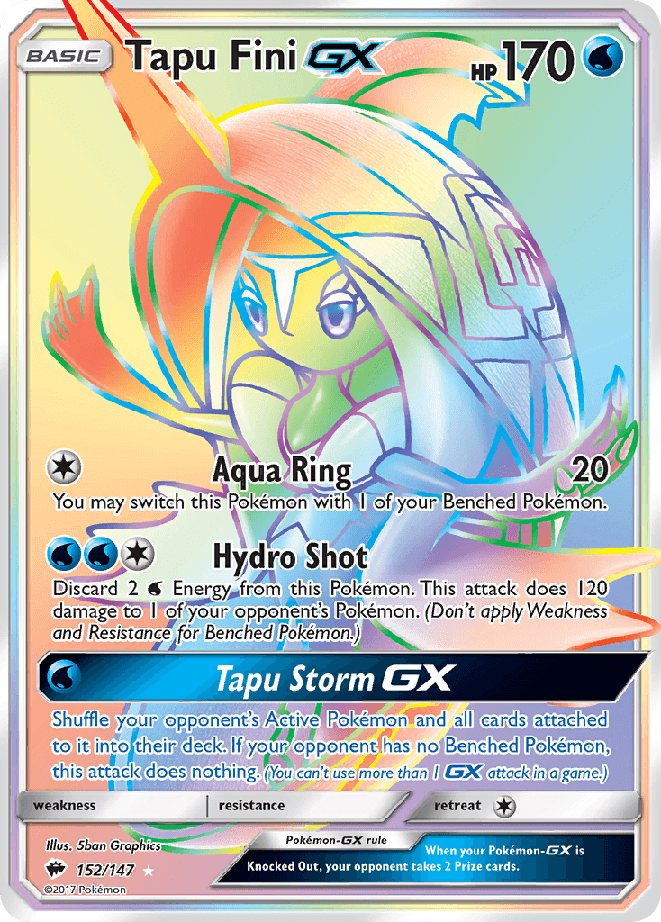 Tapu Fini-GX z edície Burning Shadows, karta č.152