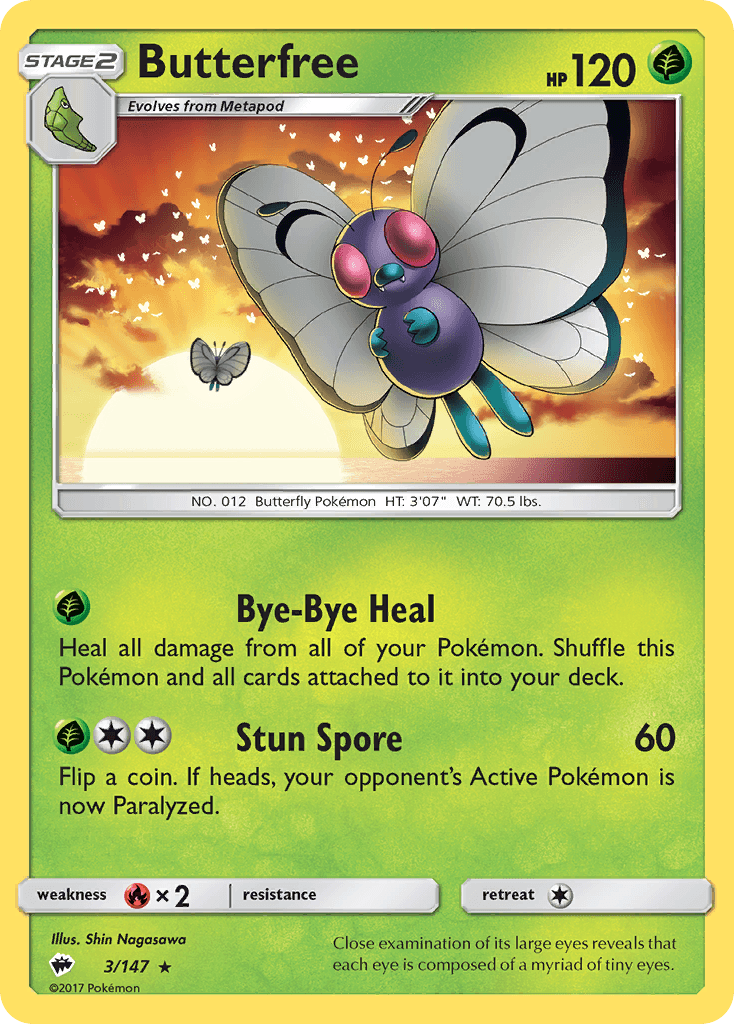 Butterfree z edície Burning Shadows, karta č.3