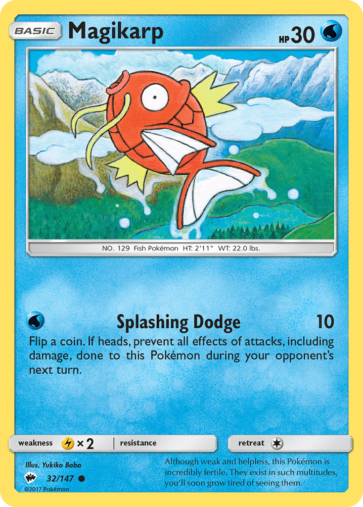 Magikarp z edície Burning Shadows, karta č.32