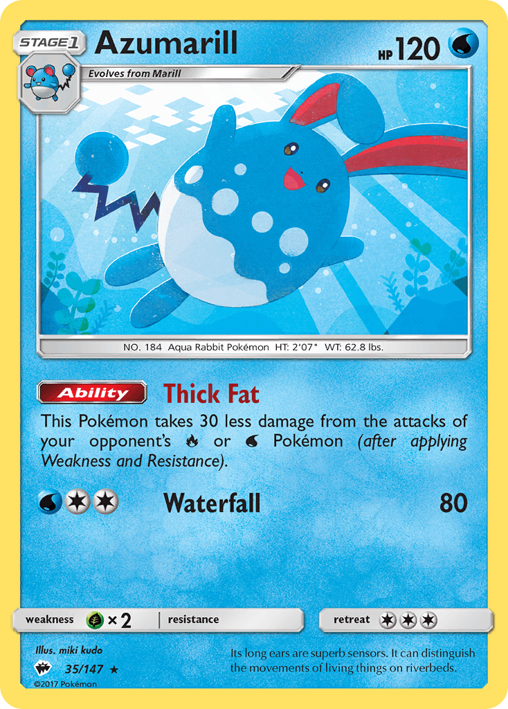 Azumarill z edície Burning Shadows, karta č.35