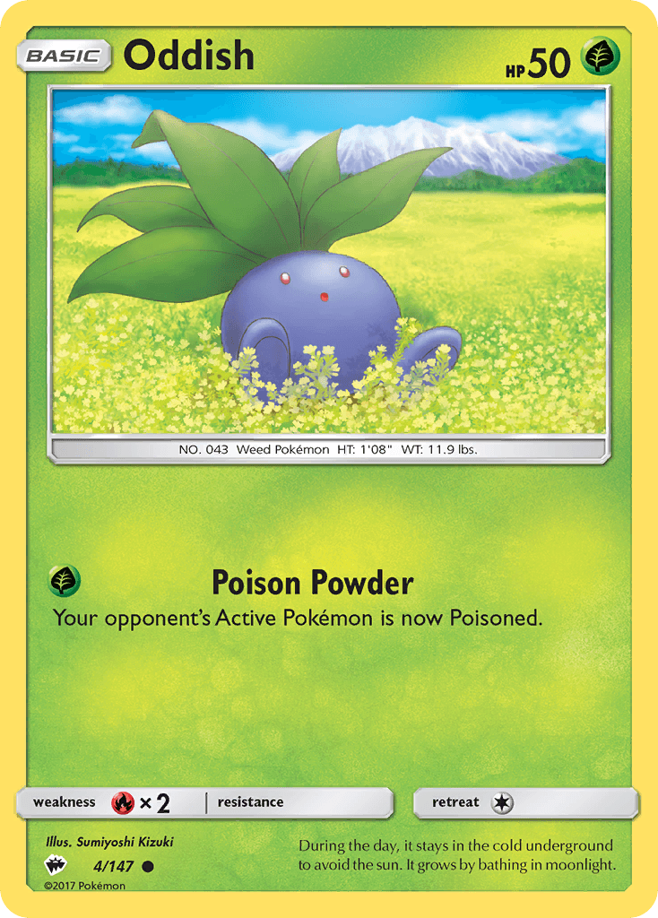 Oddish z edície Burning Shadows, karta č.4